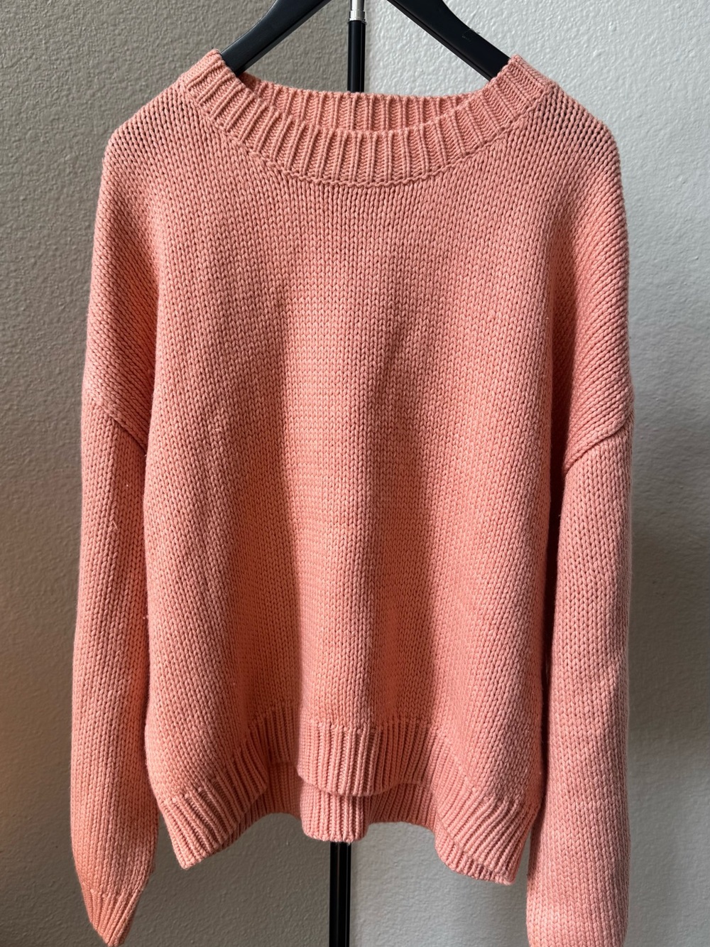 Relaxed Crewneck Sweater in Peachy Pink
